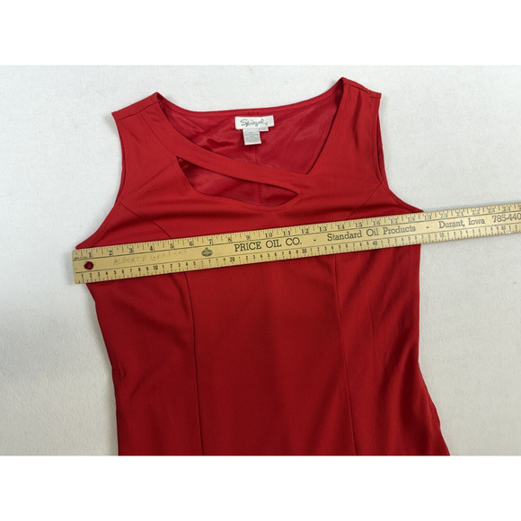 Vtg Y2K Spiegel Red Asymmetrical Ruffle Slit top Dress Minimalist Retro Chic - Picture 14 of 15